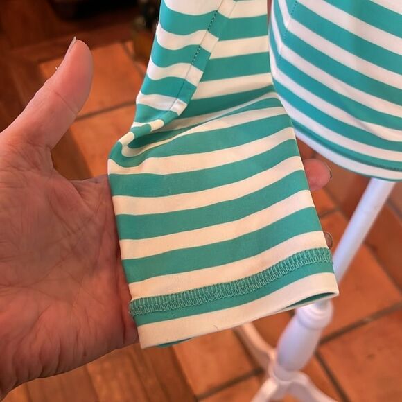 J. Crew Long Sleeve Rash Guard, Green and White Stripe, size M - Picture 5 of 9